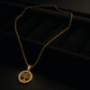 Gold Tree of Life Pendant Necklace with Crystal Accent Border
