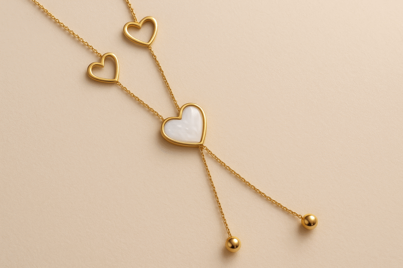 Pearl Heartbeat Lariat Necklace - Image 3