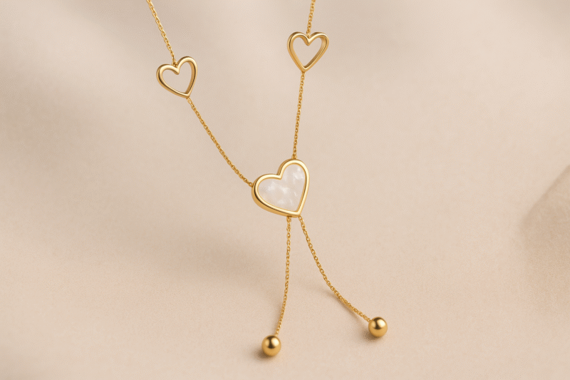 Pearl Heartbeat Lariat Necklace - Image 4