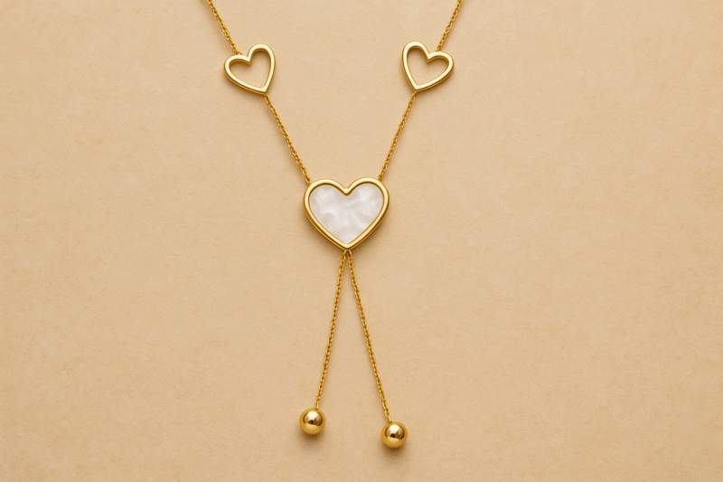 Pearl Heartbeat Lariat Necklace - Image 2