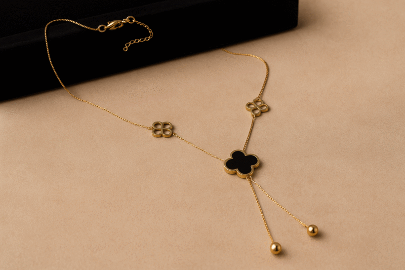 Midnight Clover Y-Necklace