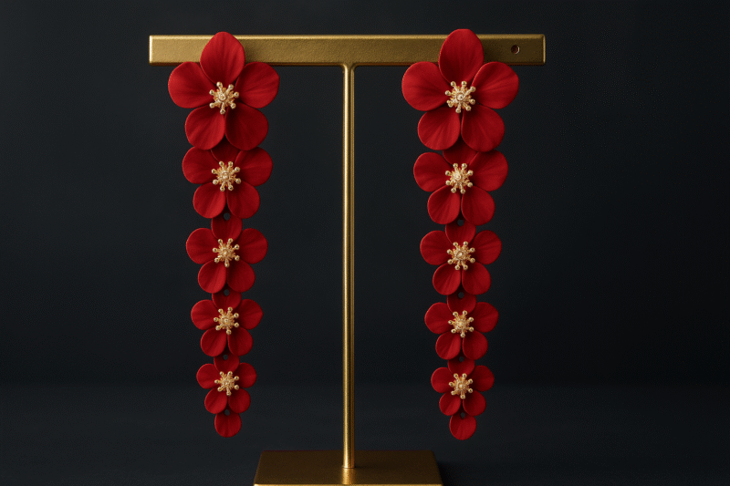 Cascading Blossom Drop Earrings - Image 2