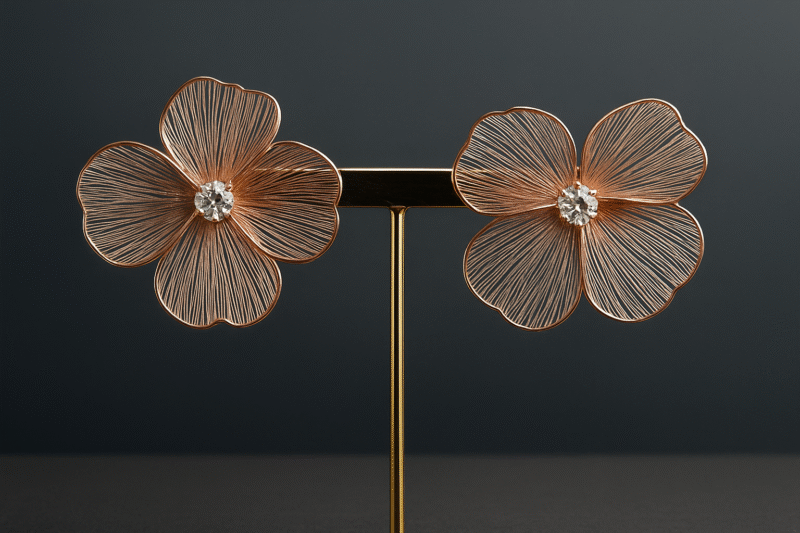 Petal Veil Statement Earrings - Image 2