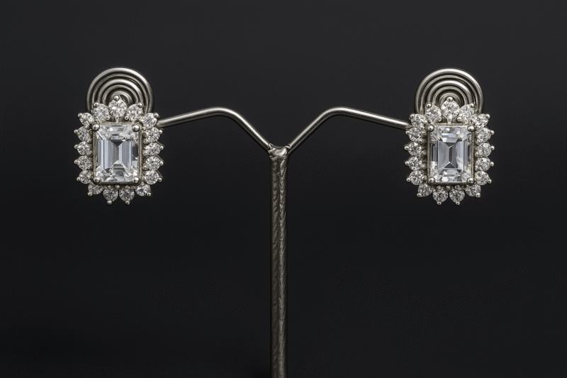 Regal Halo Rectangle Studs - Image 3