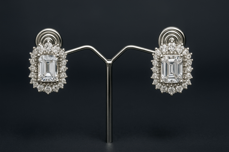 Regal Halo Rectangle Studs - Image 2