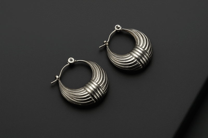 Textured Crescent Hoop Earrings