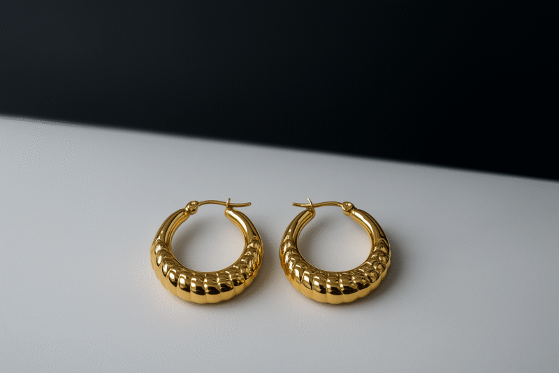 Golden Braided Anti-Tarnish Hoop Earrings