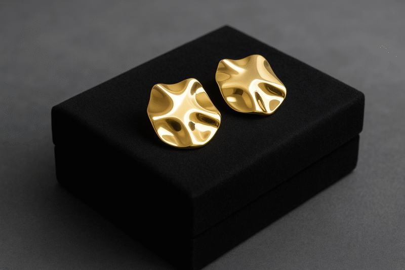 Anti-Tarnish Molten Shine Statement Studs - Image 3