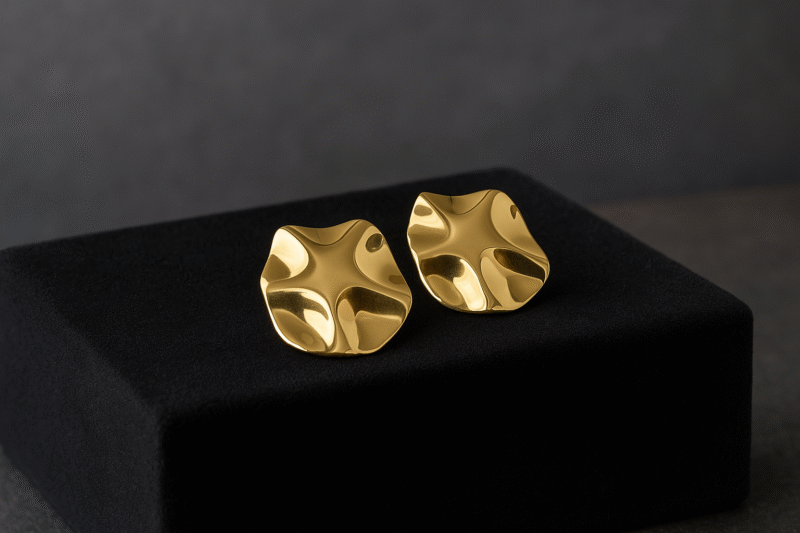 Anti-Tarnish Molten Shine Statement Studs - Image 2
