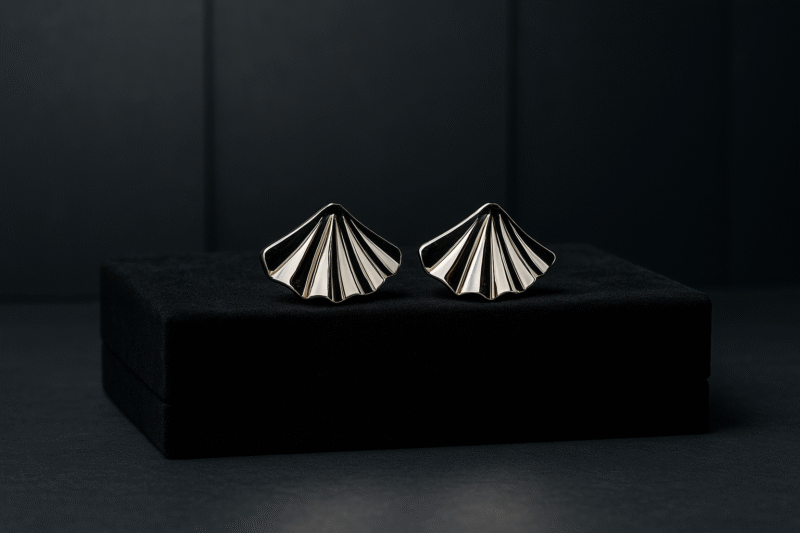 Silver Fan Shell Studs Anti Tarnish