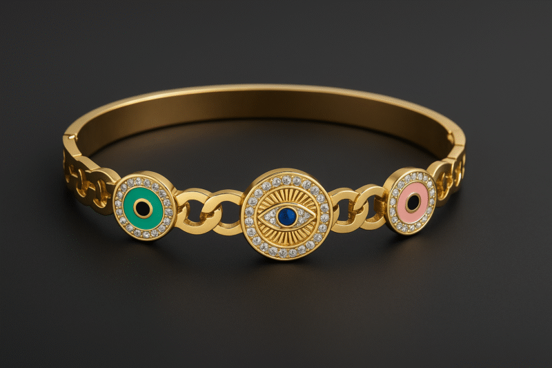 Trio Evil Eye Shield Bangle