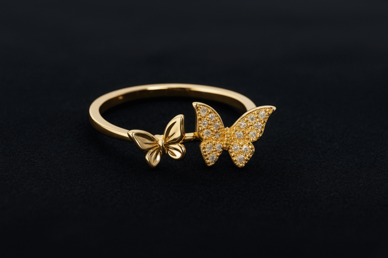 Twin Butterfly Adjustable Ring