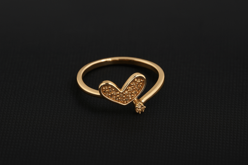 Golden Heart Whisper Ring