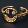 Sparkling Smiley Face Adjustable Ring