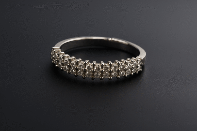 Double Row Zircon Studded Adjustable Ring – Silver Finish - Image 2