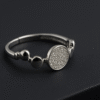 Glossy Orb Cluster Adjustable Ring – Silver Finish with Textured Round Accent