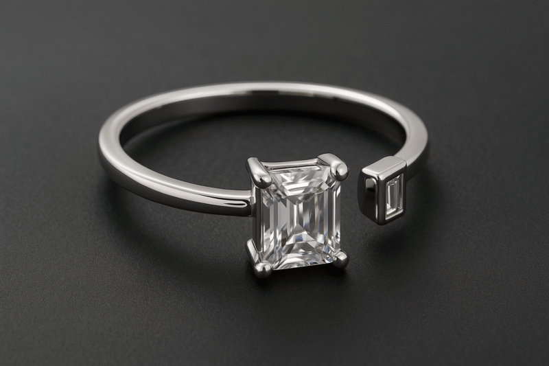 Emerald-Cut Solitaire Elegance Ring - Image 2