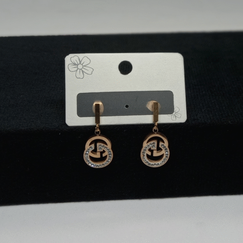 Crystal Link Drop Earrings Stainless Steel
