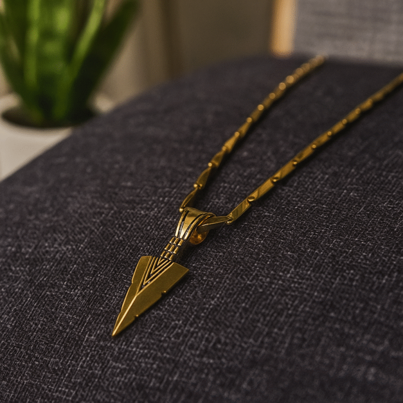 Gold-Plated Arrowhead Pendant with Designer Chain - Image 2