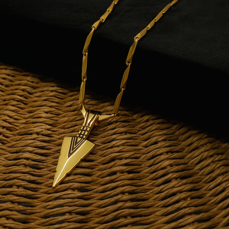 Gold-Plated Arrowhead Pendant with Designer Chain