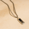 Matte & Mirror Finish Steel Dog Tag Pendant with Box Chain