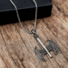 Battle Axe Pendant Necklace for Men – Viking-Inspired Dual Blade Charm on Heavy Stainless Steel Chain