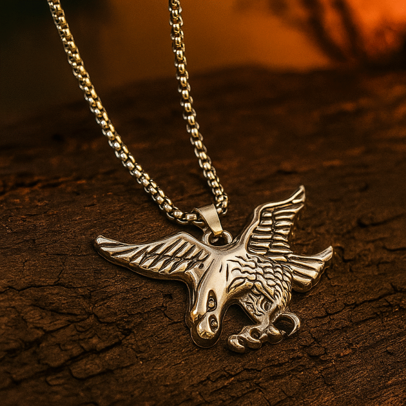 Silver Eagle Pendant Necklace for Men – Bold Stainless Steel Chain with Soaring Eagle Symbol of Freedom and Power - Image 2
