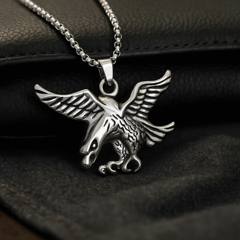 Silver Eagle Pendant Necklace for Men – Bold Stainless Steel Chain with Soaring Eagle Symbol of Freedom and Power