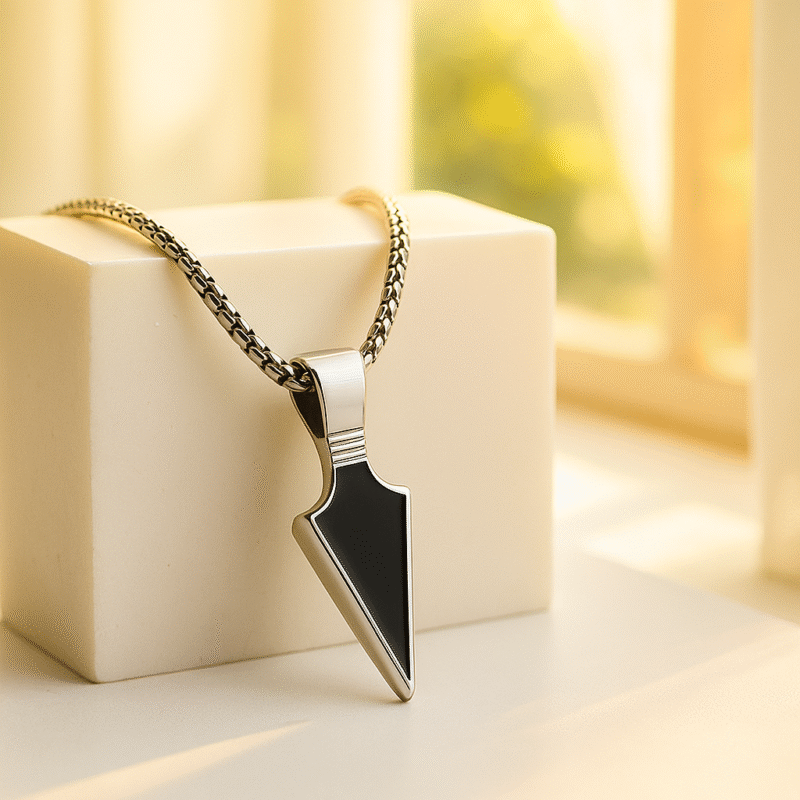 Obsidian Fang Arrow Pendant