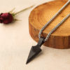 Black Arrowhead Pendant Necklace for Men – Matte Finish Tactical Spearhead Charm with Stainless Steel Chain